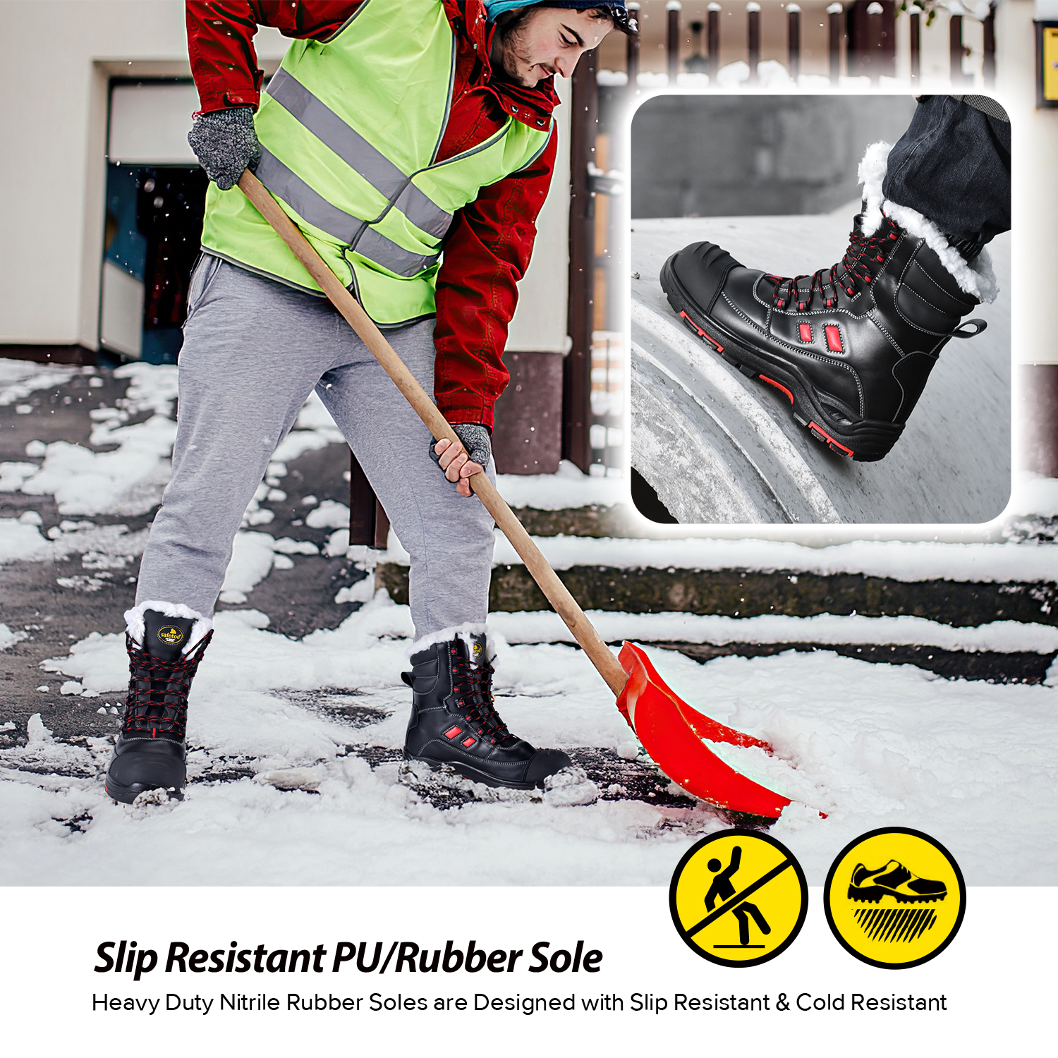 slip resistant winter work boots Bot Musim Dingin Hangat Slip Slip Winter Work