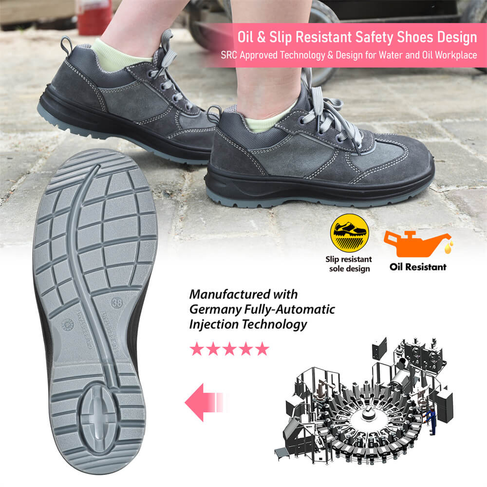 Sepatu kerja keselamatan slip steel slip wanita untuk wanita L-7508W suede