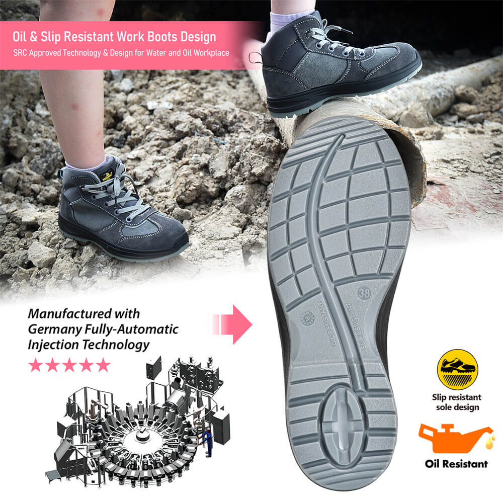 Womens Steel Toe Cap Sepatu Pekerjaan Keselamatan Terbaik Untuk Wanita M-8516W Suede