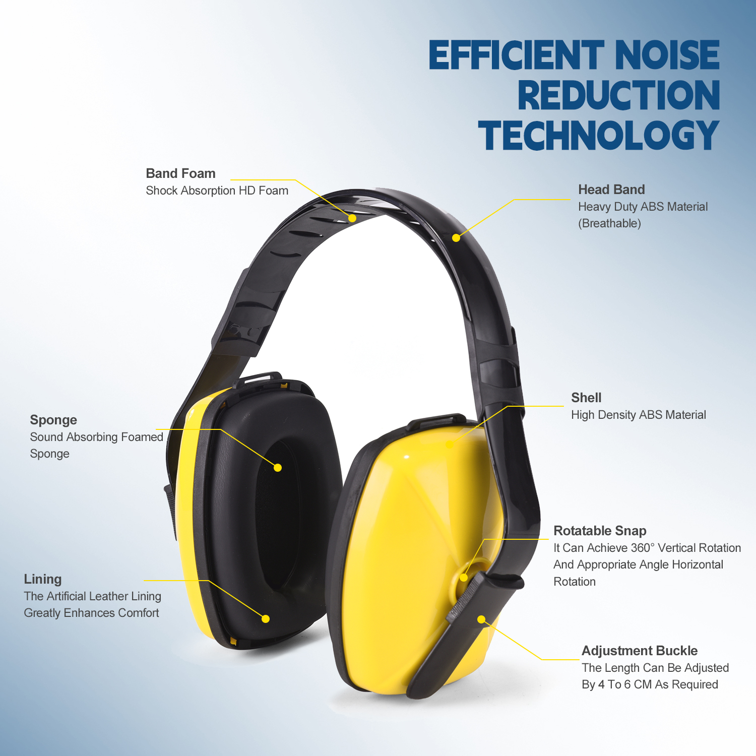 Noise Coaching Hearing Ear Ear Muffs EM-5003 Yellow