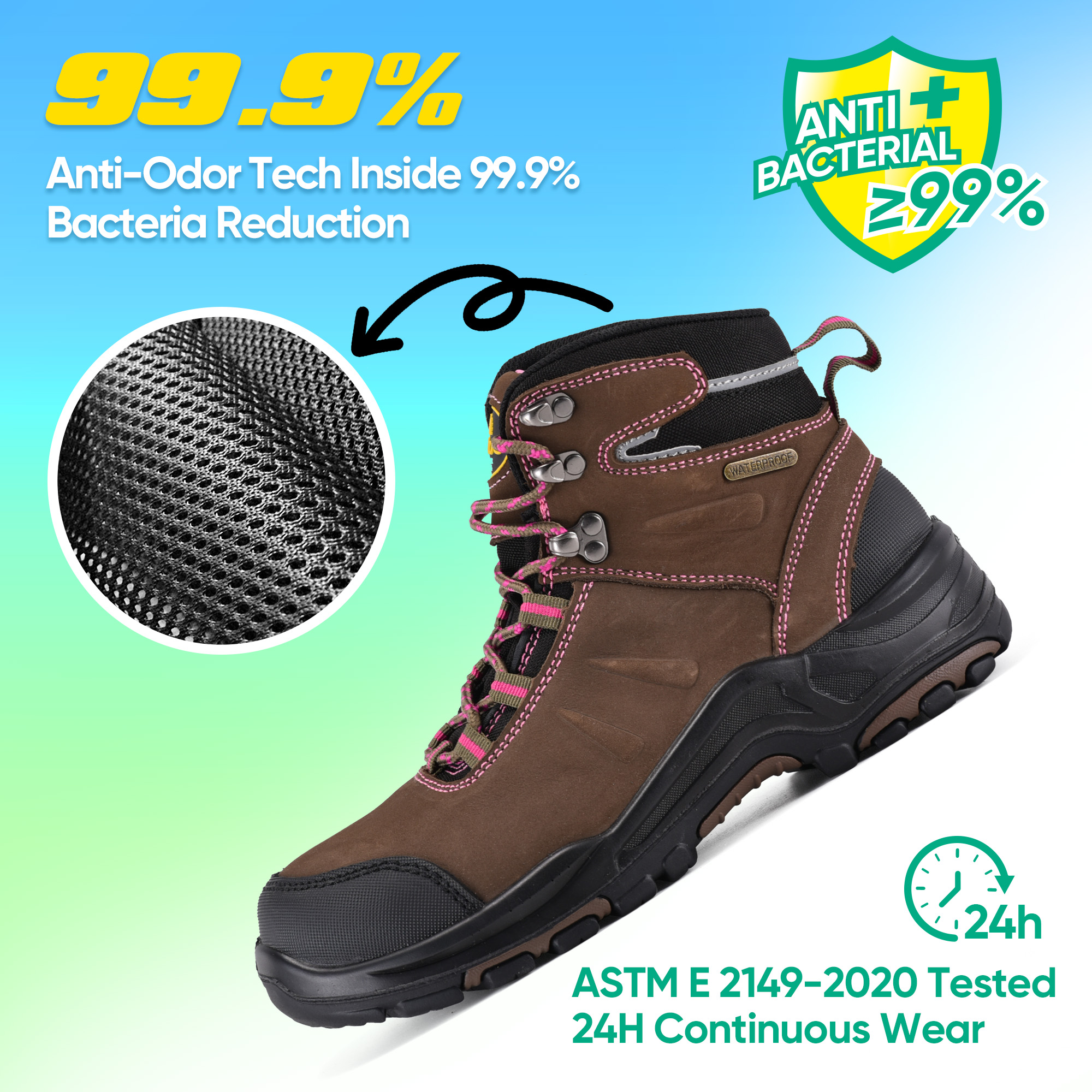 Sepatu kerja Waterproof & Slip Resistant Womens dengan Toe M-8553 Komposit