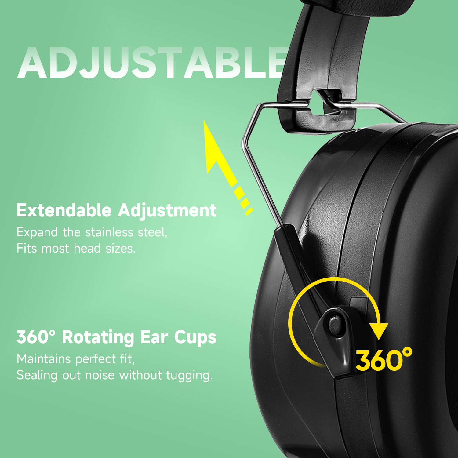 Stok siap, abs pelindung telinga muff em-5002 hitam
