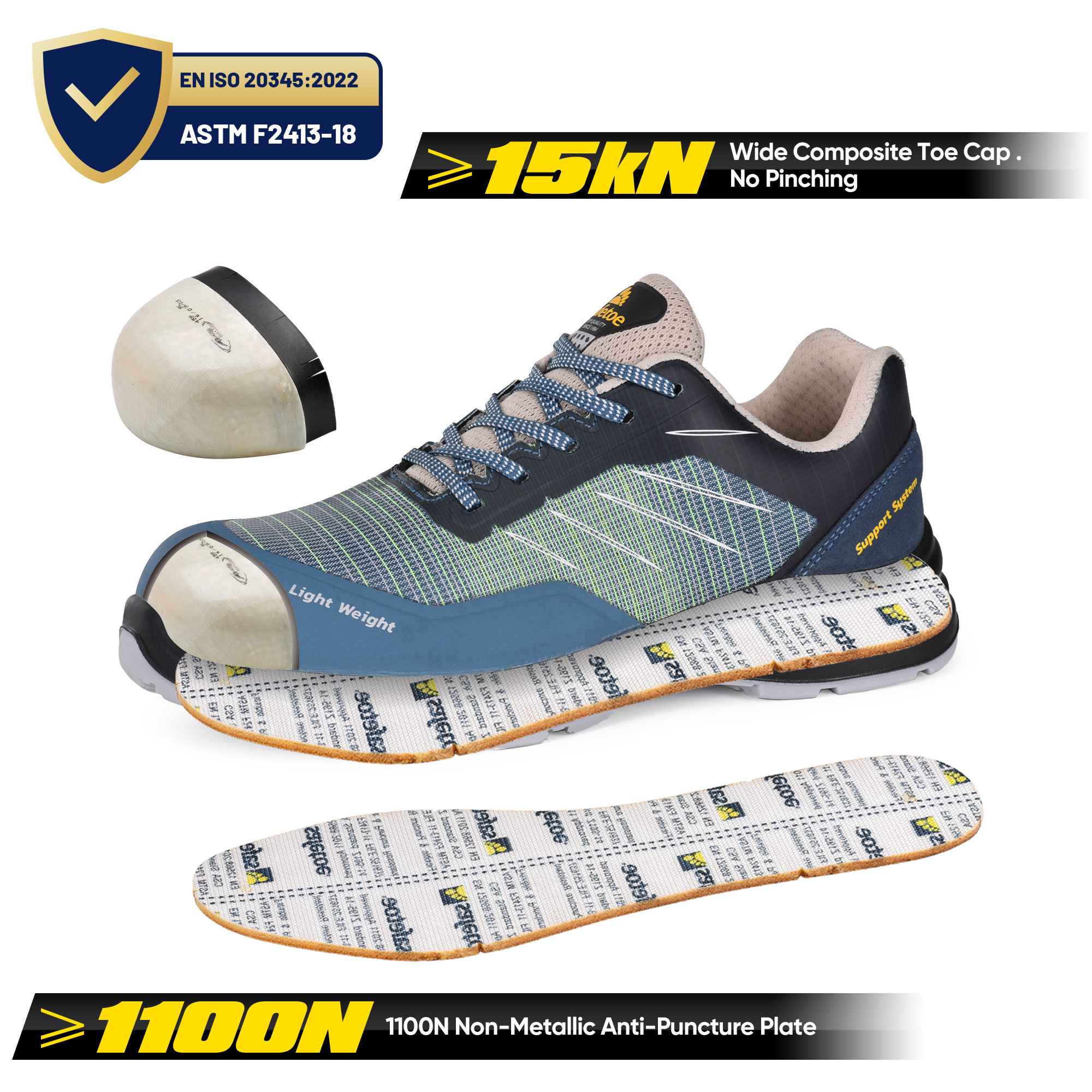 Sepatu kets keselamatan sepatu pria bekerja ringan bernapas l-7572