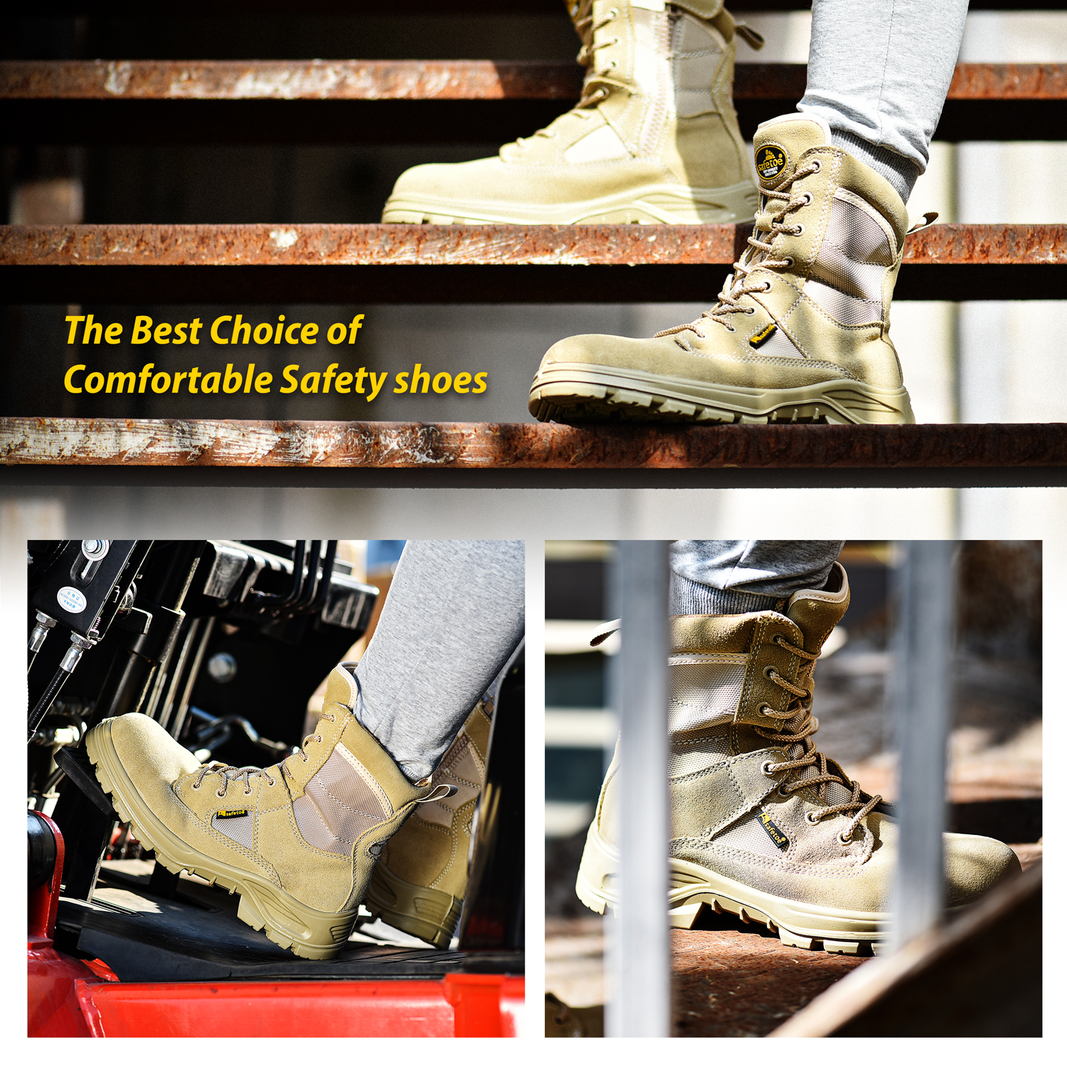 Sepatu bot kerja keselamatan tempur H-9438 Beige