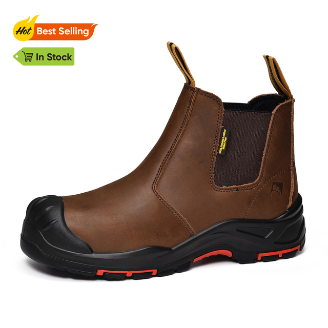 Kulit Mens Keamanan Chelsea Komposit Toe Slip Pada Sepatu Bot Dealer Pergelangan kaki M-8025NB OC