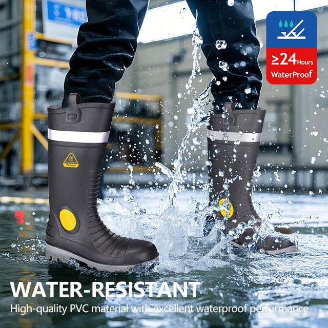 Sepatu bot hujan untuk pria tahan air S5 Toe PVC Boots W-6055 Aqua Guarder