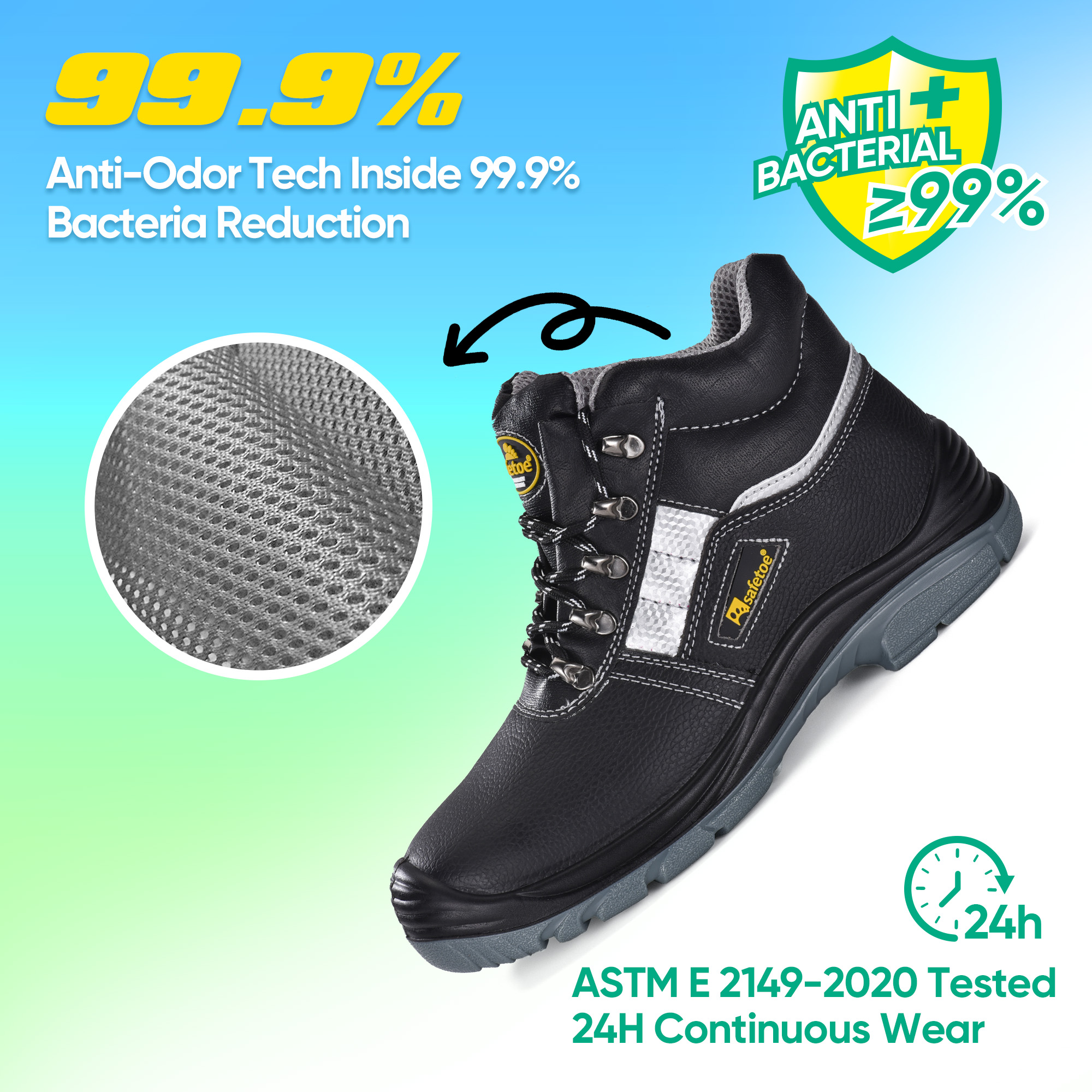 Situs pelat stainless steel vortigard ™ sepatu pelindung hitam sepatu kerja M-8027