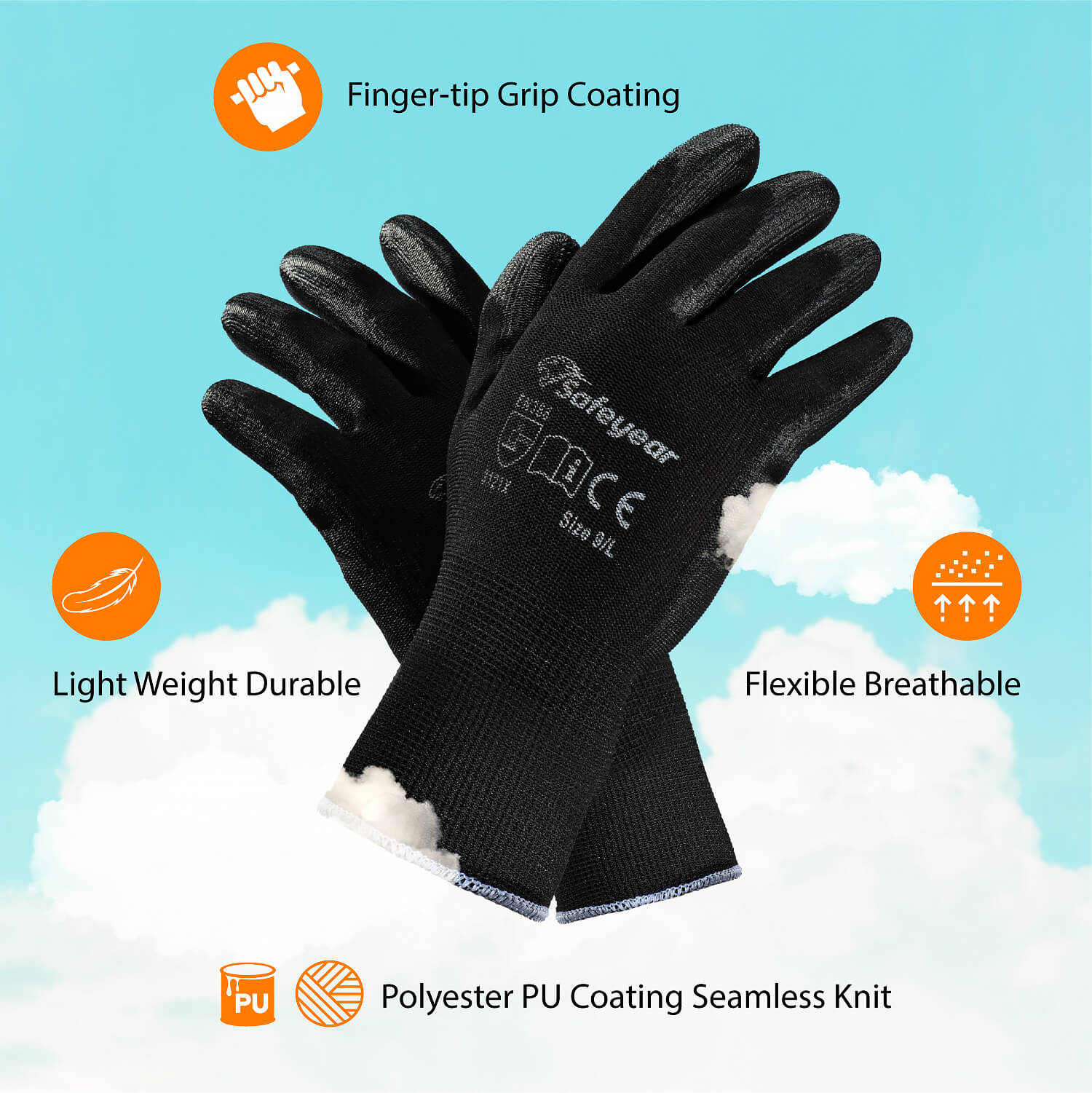 Sarung Tangan Pekerjaan Keselamatan PU PN8003 