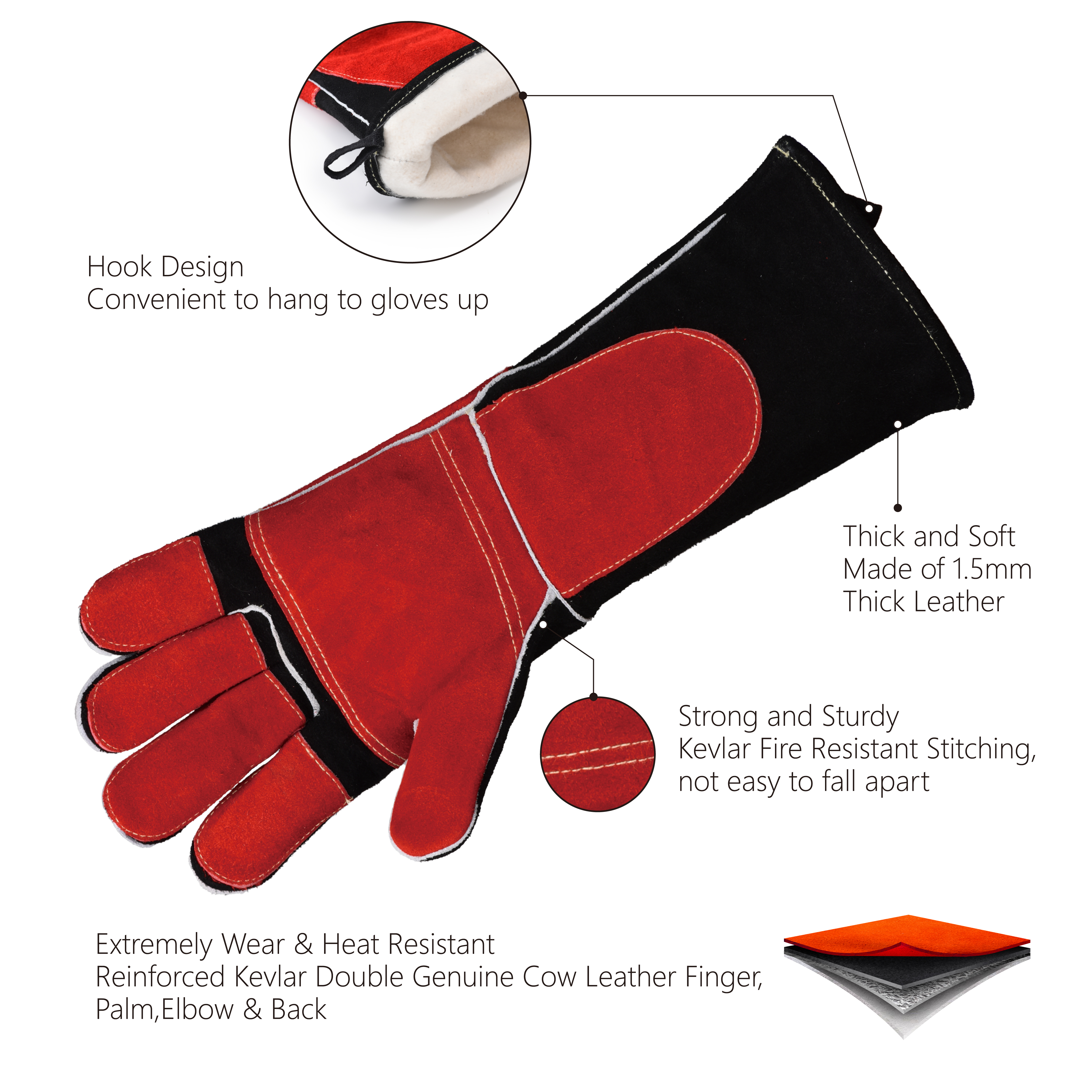 Sarung Tangan Laser Welding Sarung Tangan Pemanasan Kulit FL-1026