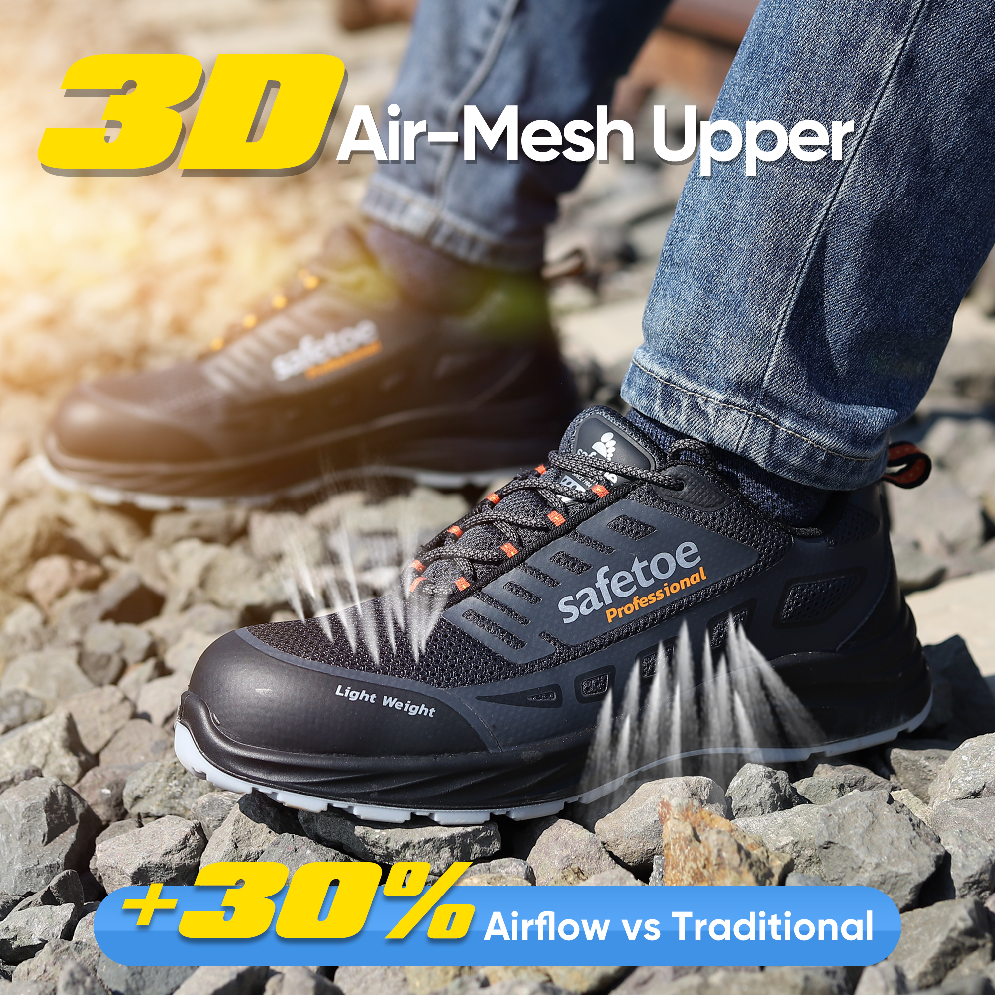 Sepatu kerja bernapas, sepatu keselamatan, pembangun gudang L-7571