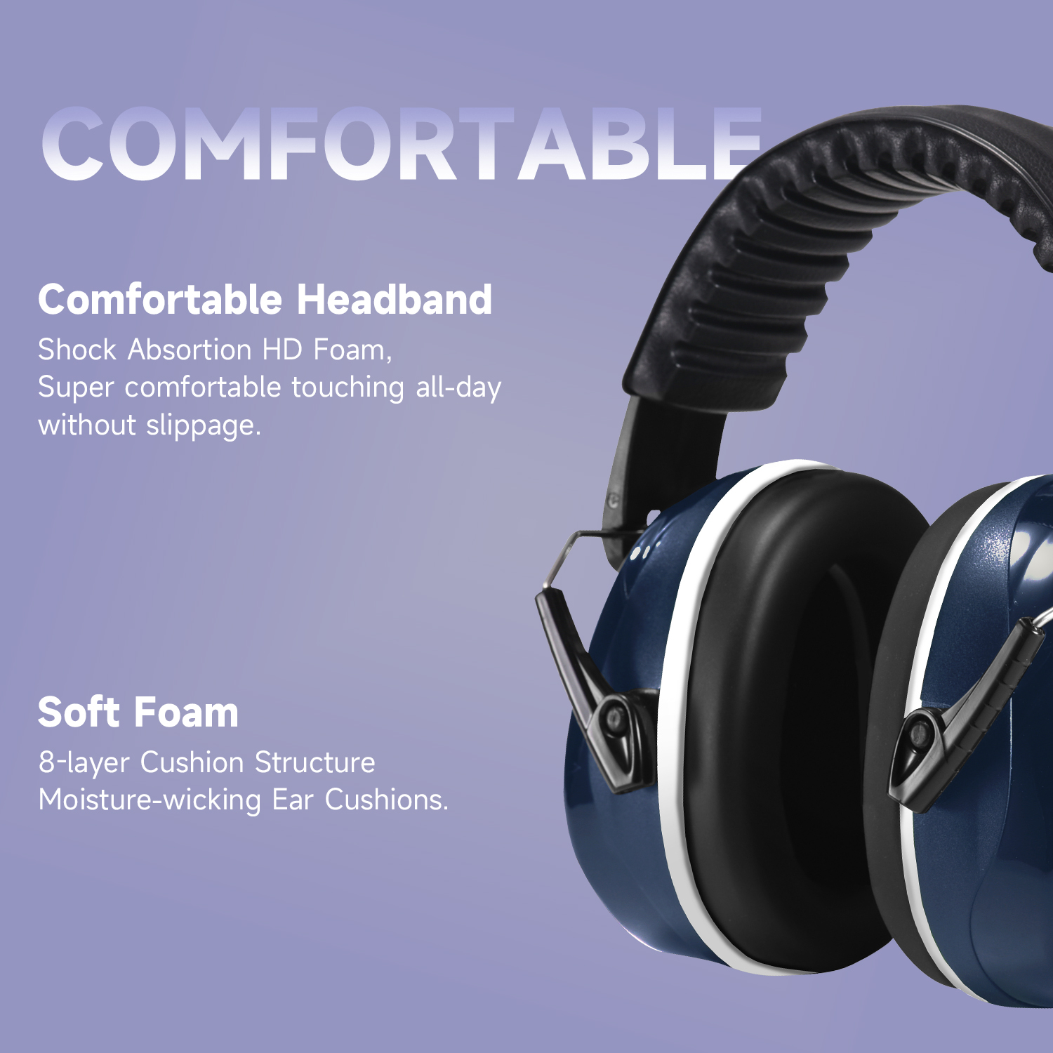 Perlindungan pendengaran ABS Telinga pelindung telinga pelindung muff stok siap fm-1b biru