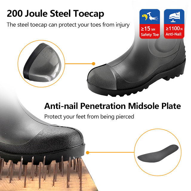 S5 Rain Safety Boots W-6037 Hitam