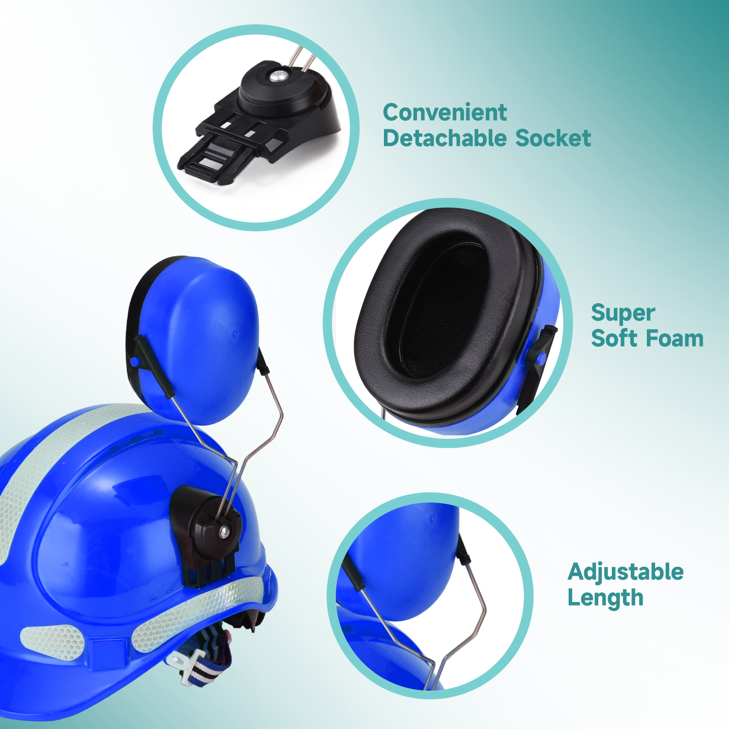 Muff telinga berkualitas tinggi E-2008 biru