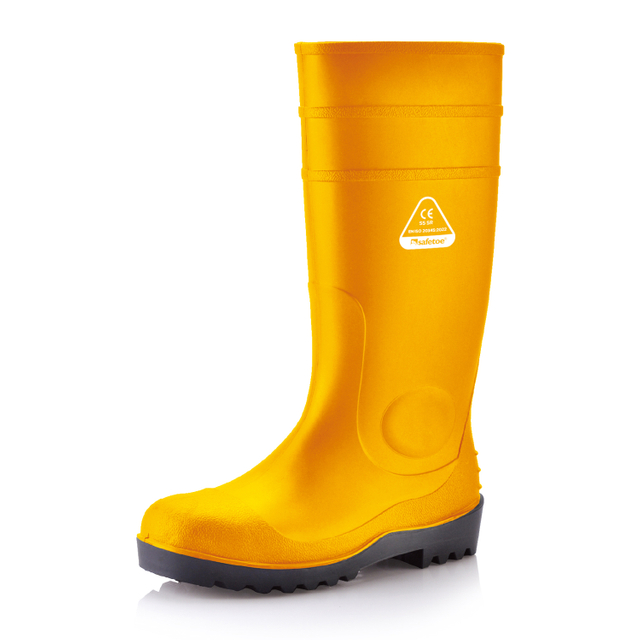 Sepatu bot hujan baja tugas berat W-6037 kuning