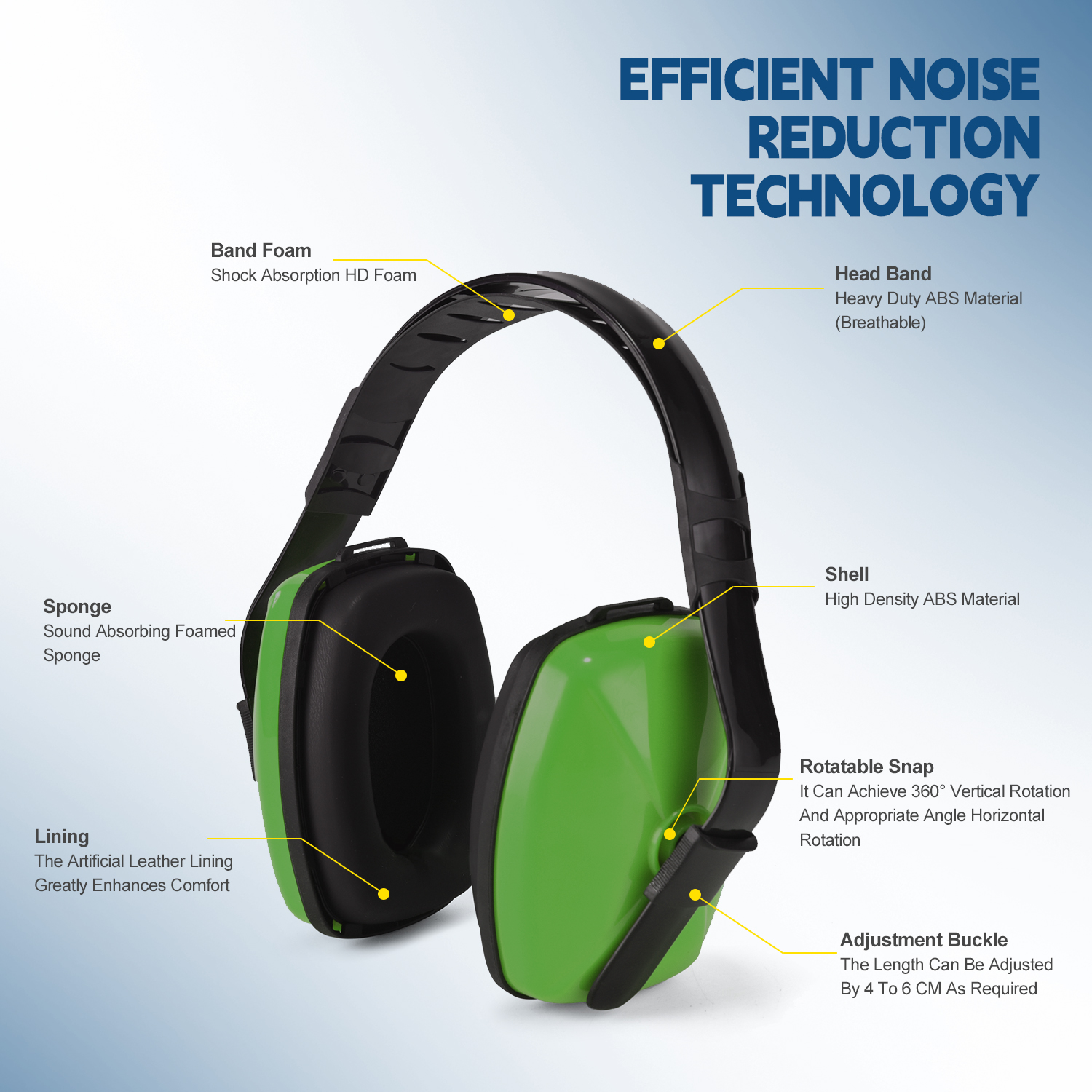  Pelindung telinga muffs noise pembatalan pendengaran EM-5003 Green
