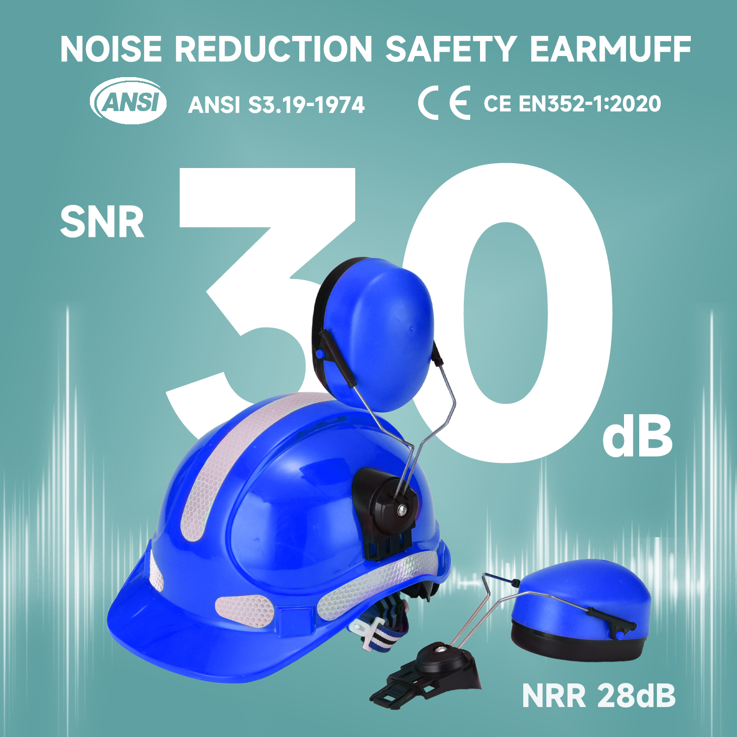 Muff telinga berkualitas tinggi E-2008 biru