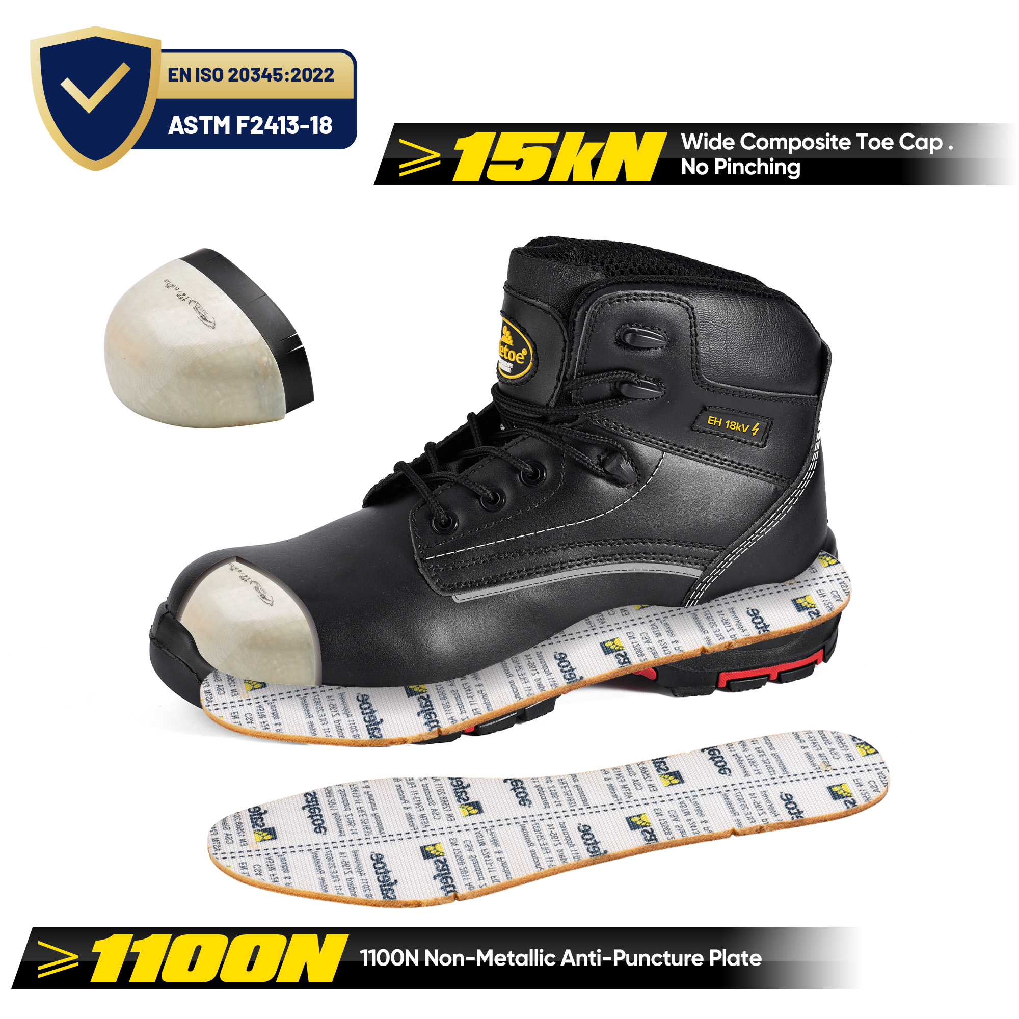 Insulasi Bahaya Listrik Karet EH Rated Safety Work Boots 