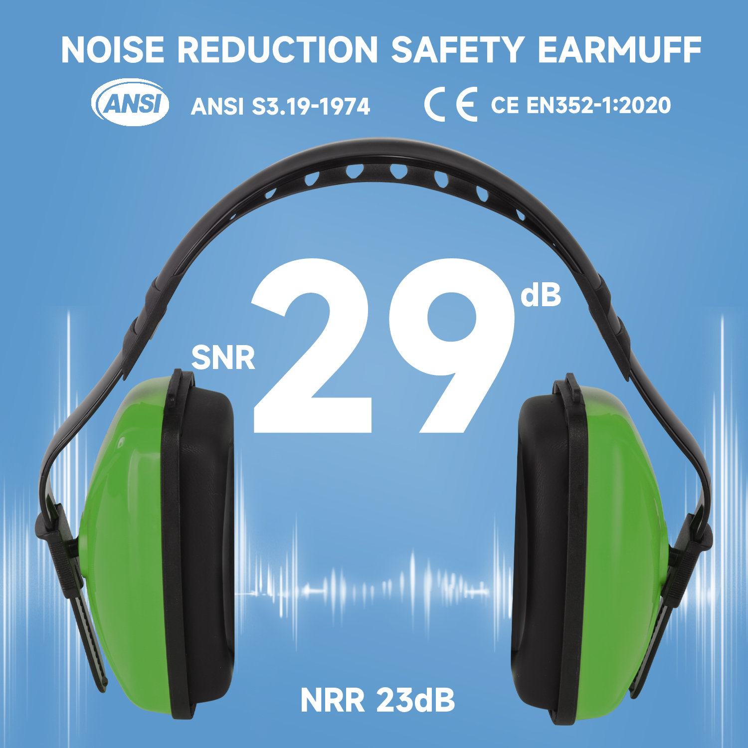  Pelindung telinga muffs noise pembatalan pendengaran EM-5003 Green