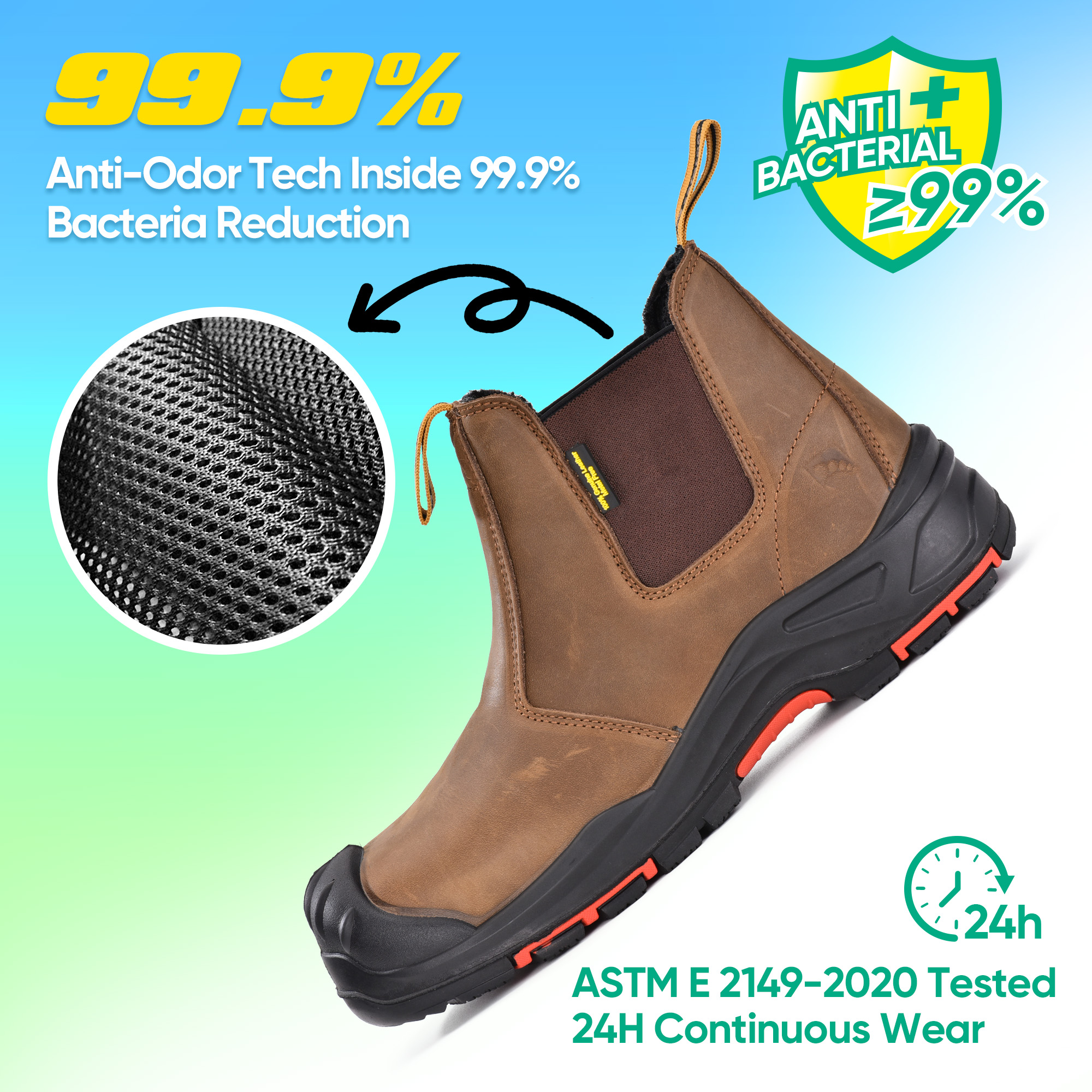 Kulit Mens Keamanan Chelsea Komposit Toe Slip Pada Sepatu Bot Dealer Pergelangan kaki M-8025NB OC