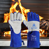 Arc flash pelindung sarung tangan sarung tangan pengelasan kulit sapi kulit fl-1023 biru & abu-abu