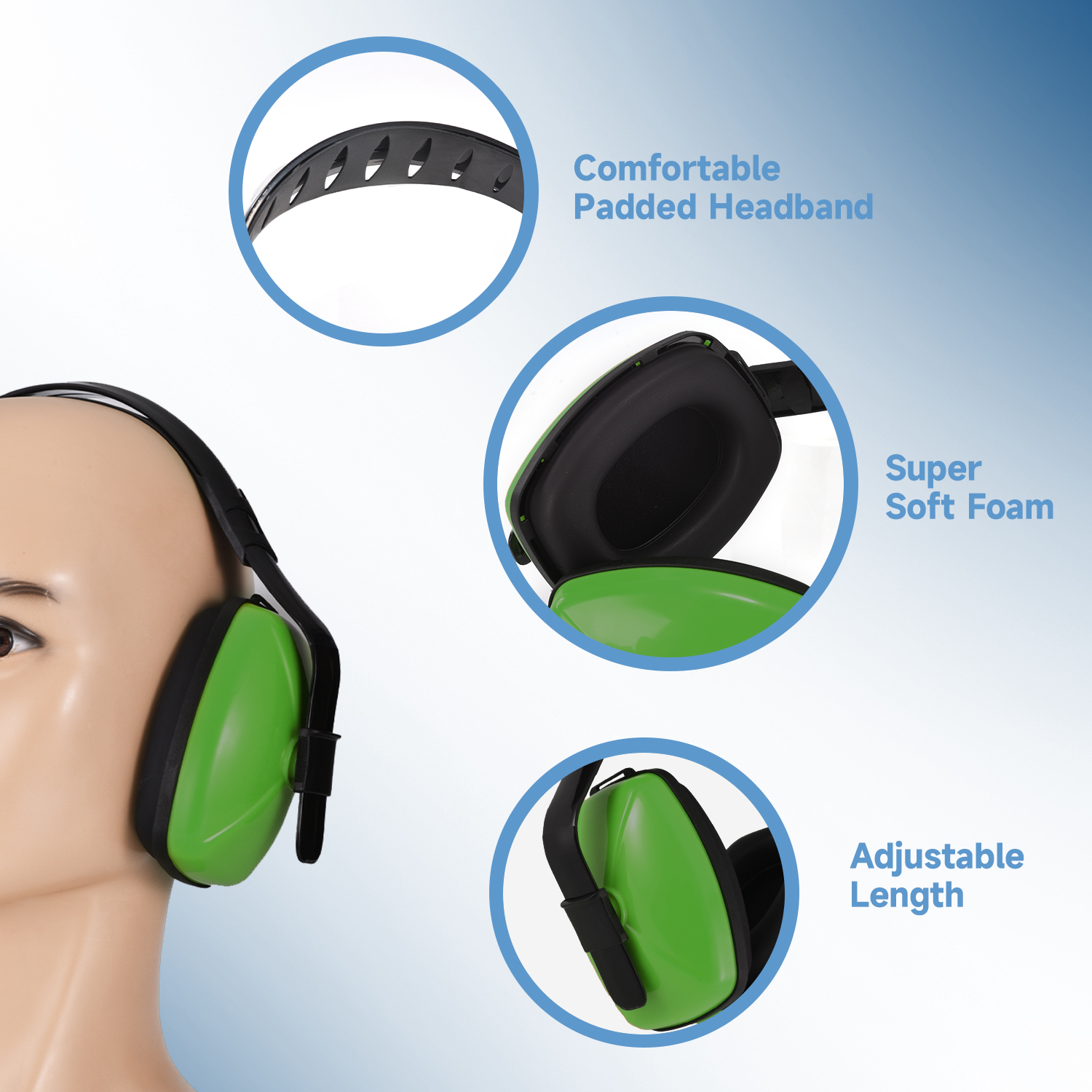  Pelindung telinga muffs noise pembatalan pendengaran EM-5003 Green