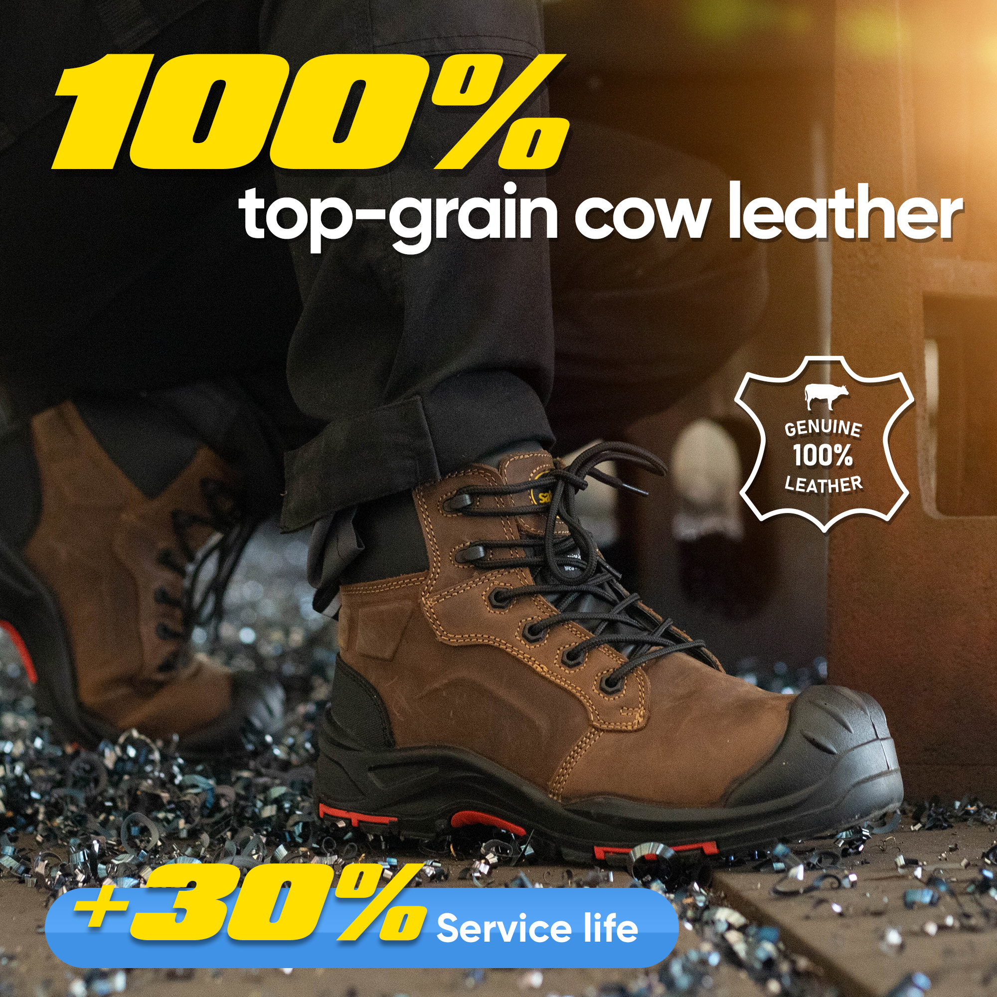 Minyak Superior & Slip Tahan Logam Penambangan Keselamatan Gratis Sepatu Pekerjaan M-8552