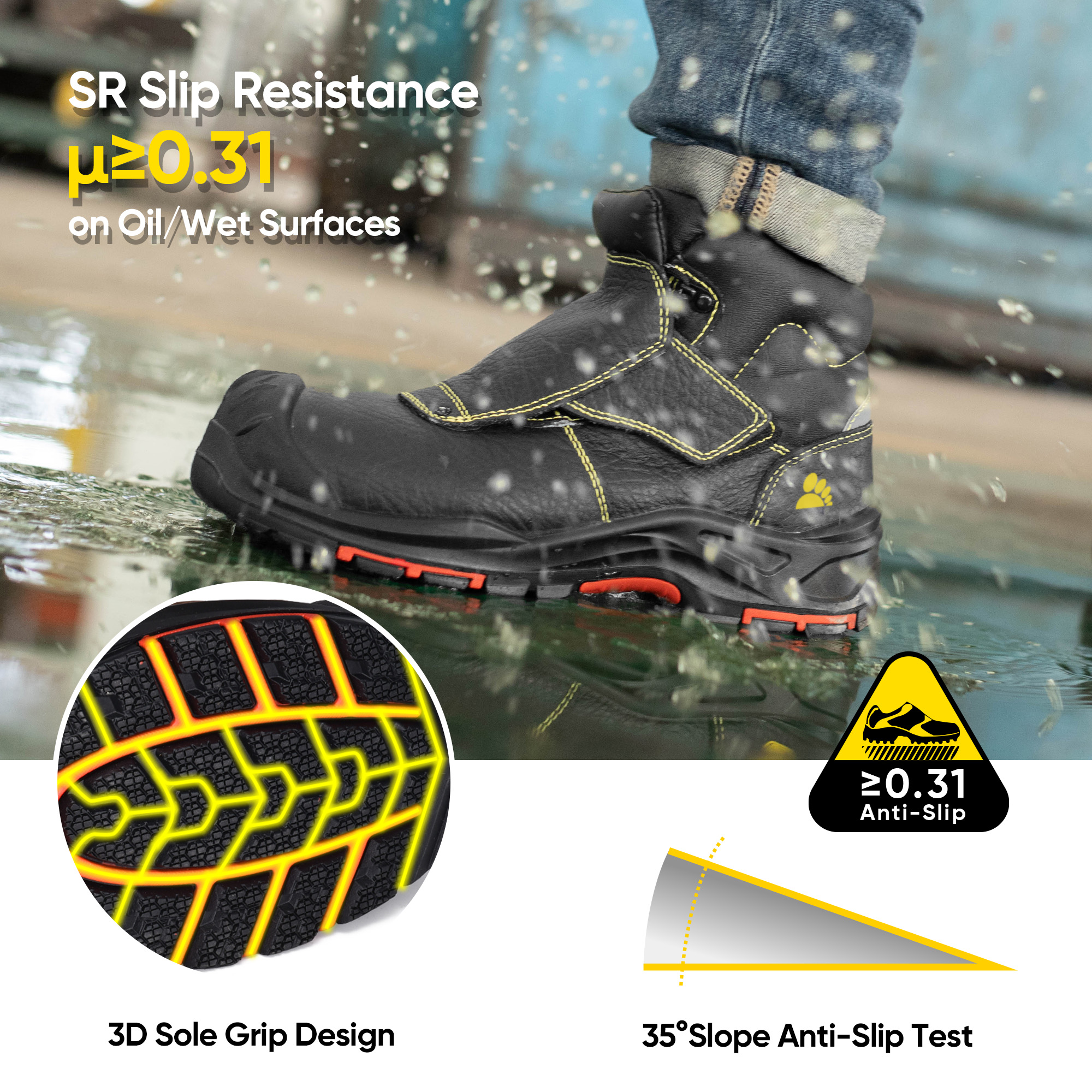 Vortigard ™ Non-logam TOECAP Kerja Keselamatan Welding Boots untuk pekerja las M-8387