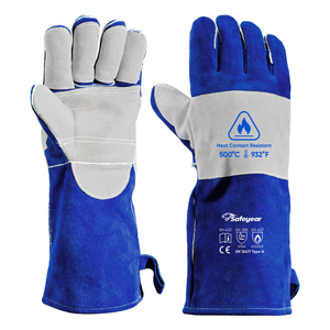 Arc flash pelindung sarung tangan sarung tangan pengelasan kulit sapi kulit fl-1023 biru & abu-abu