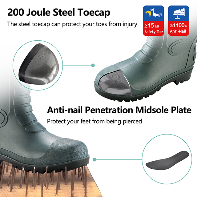 PVC Gum Rain Boots W-6038 Green