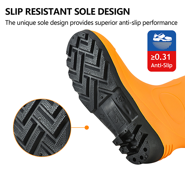 Sepatu bot hujan baja tugas berat W-6037 kuning