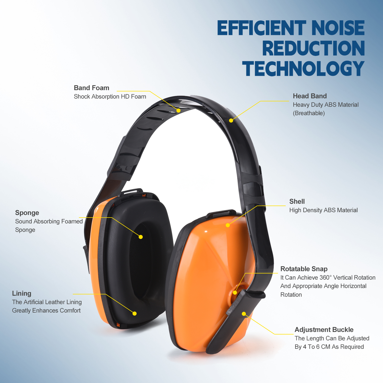 Pendengaran telinga pelindung muff em-5003 oranye