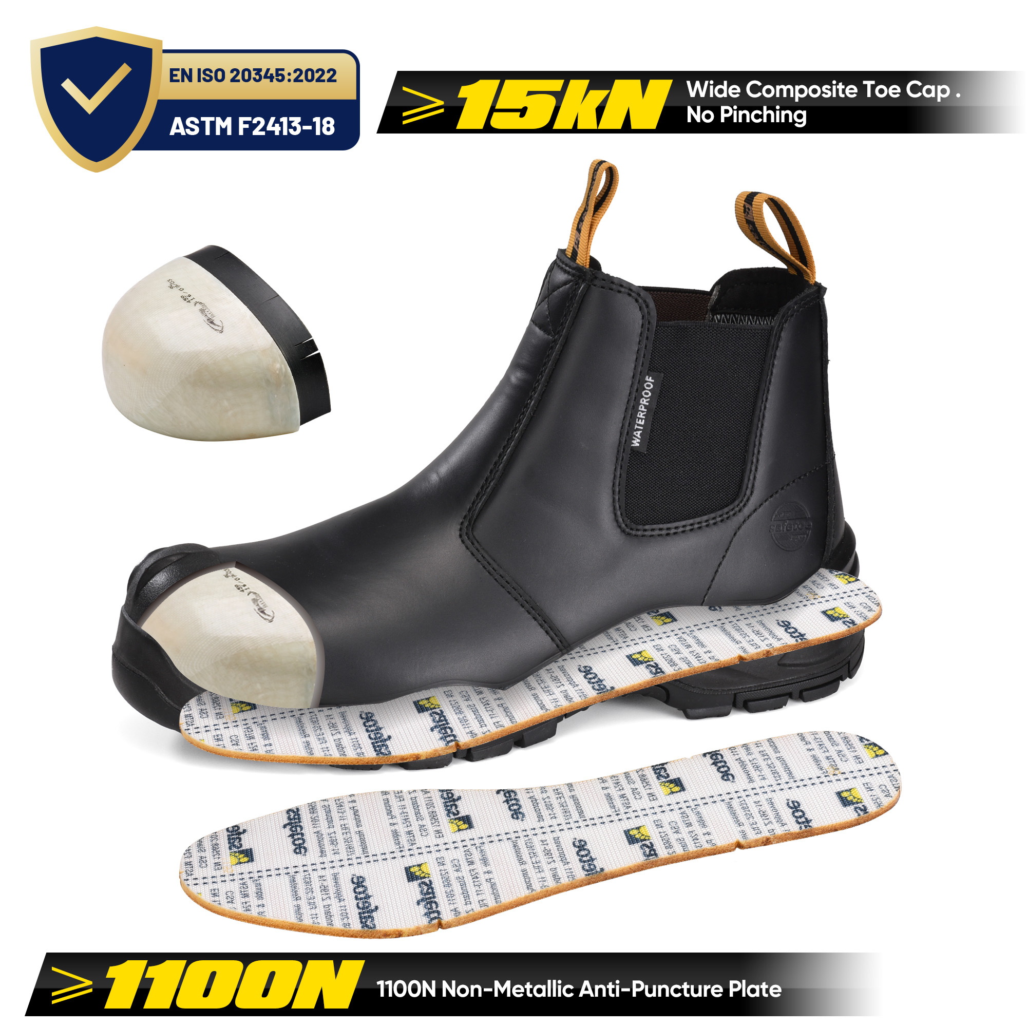Sepatu Work Boots Chelsea Sepatu Keselamatan Industri Chelsea Desain Keselamatan Kerja Sepatu Pekerjaan M-8025NB BKOC