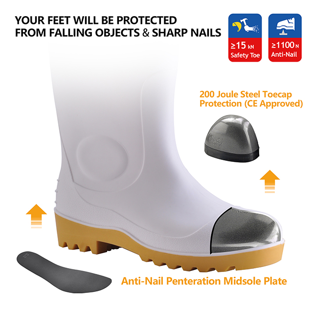 PVC Wellington Rain Boots W-6037 White
