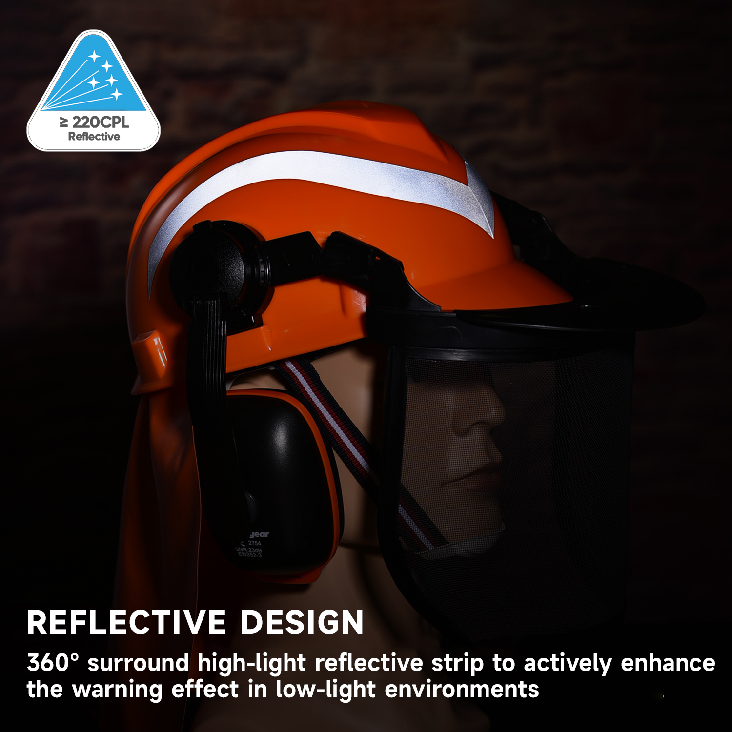 Helm hutan dengan perisai wajah M-5009 Orange