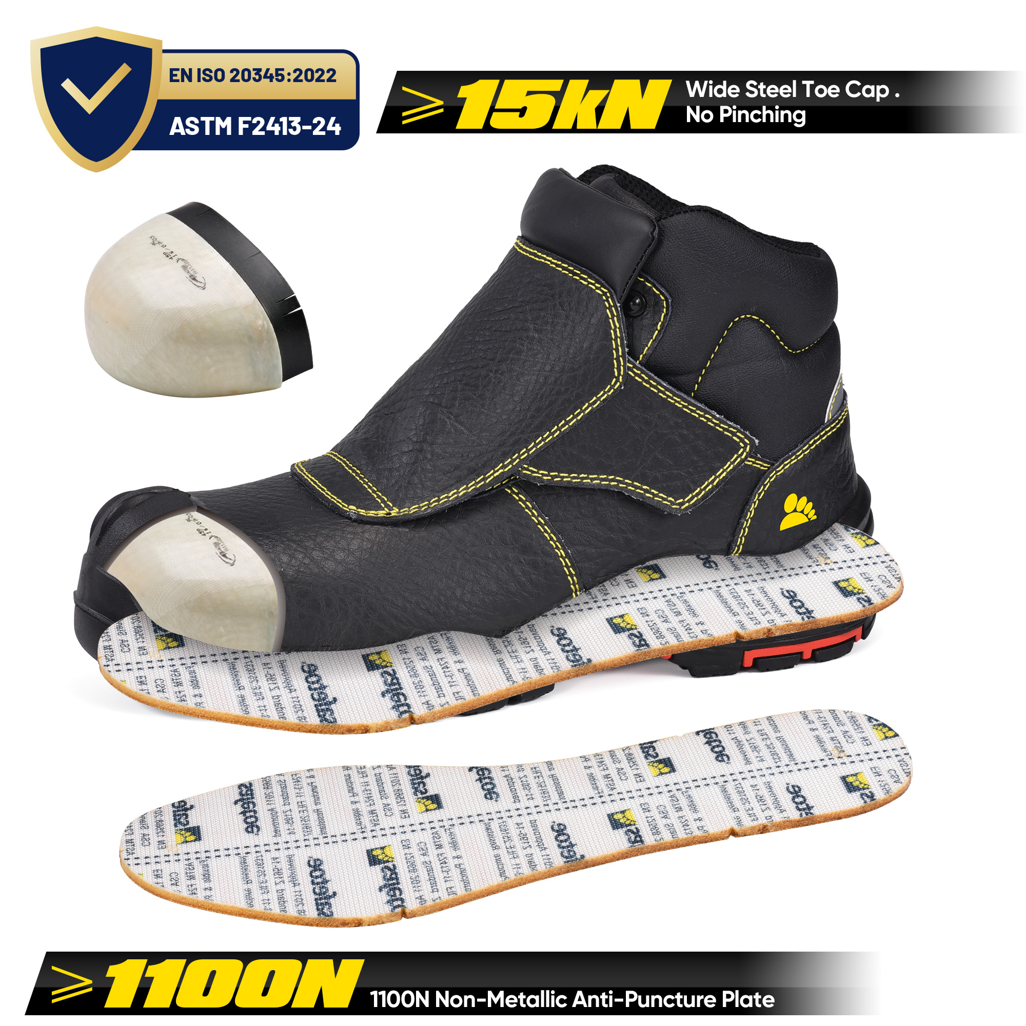 Vortigard ™ Non-logam TOECAP Kerja Keselamatan Welding Boots untuk pekerja las M-8387