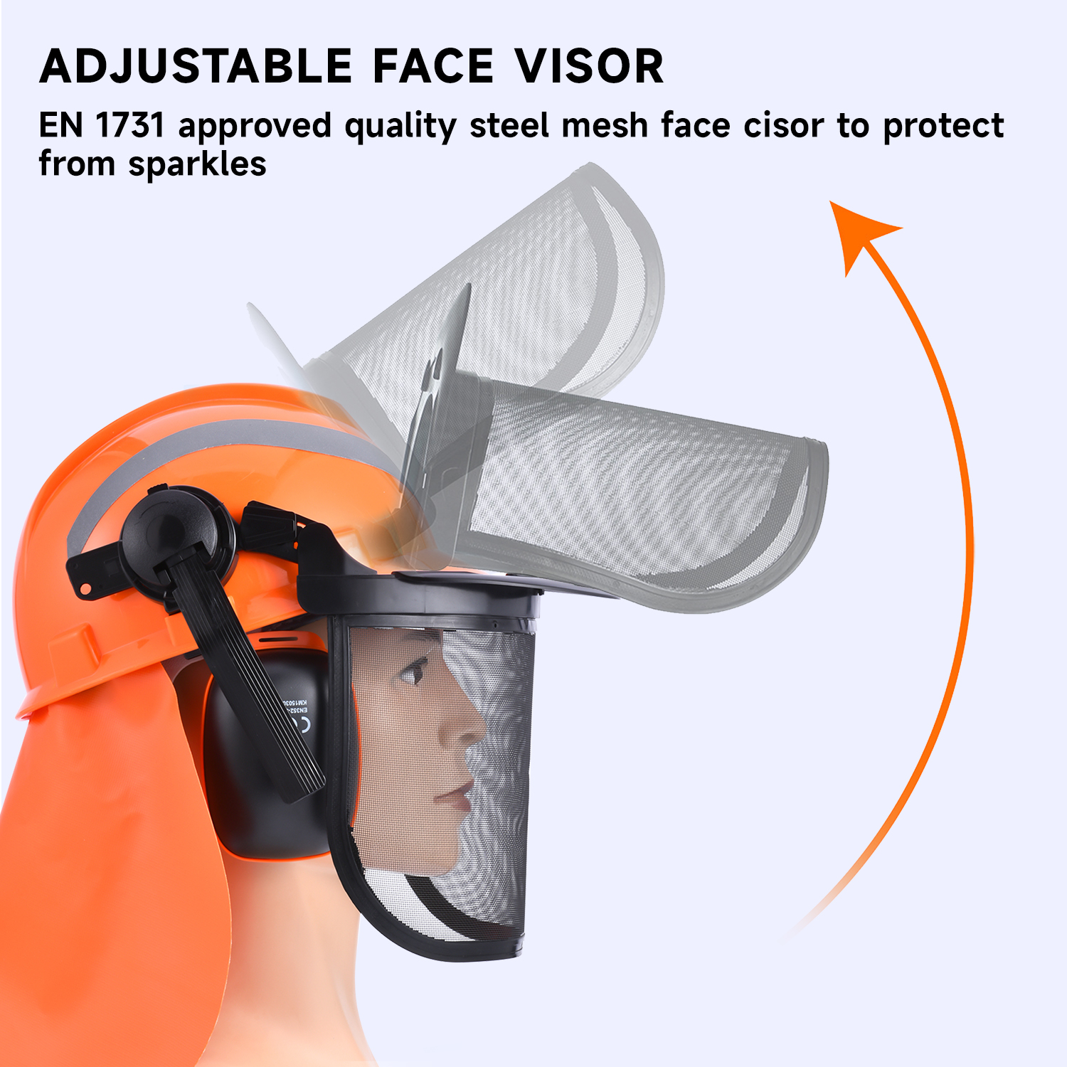 Helm hutan dengan perisai wajah M-5009 Orange